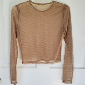 Taupe colored mesh crop top